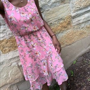 Asymmetrical Floral Pattern Dress